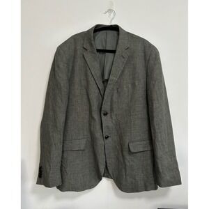 H&M Slim Fit Blazer Mens Grey Linen Blend Sport Coat Jacket Size 48R